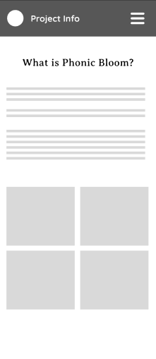 Wireframe blockout of Phonic Bloom website structure