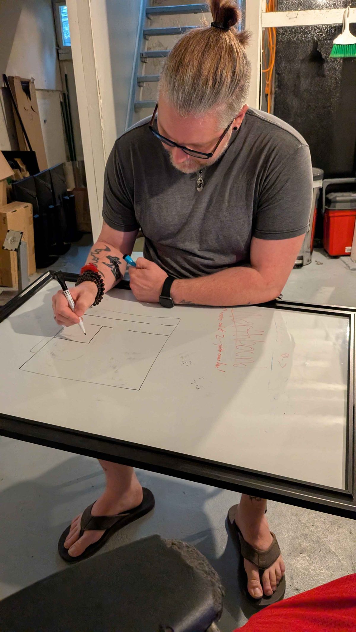 Level design planning on whiteboard