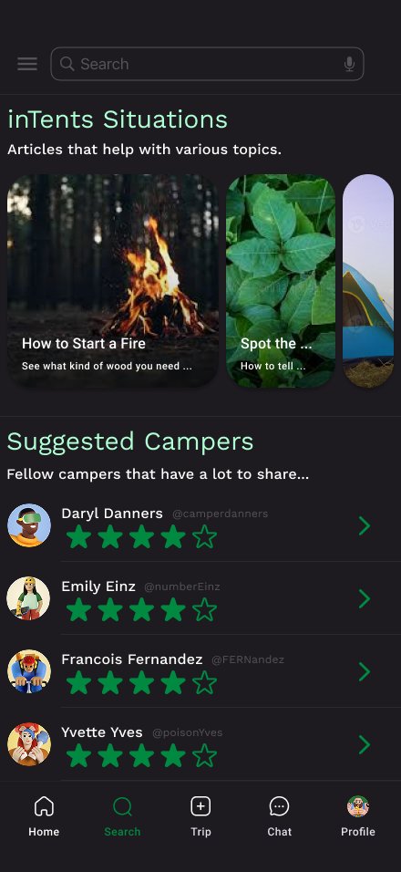 inTents Search screen