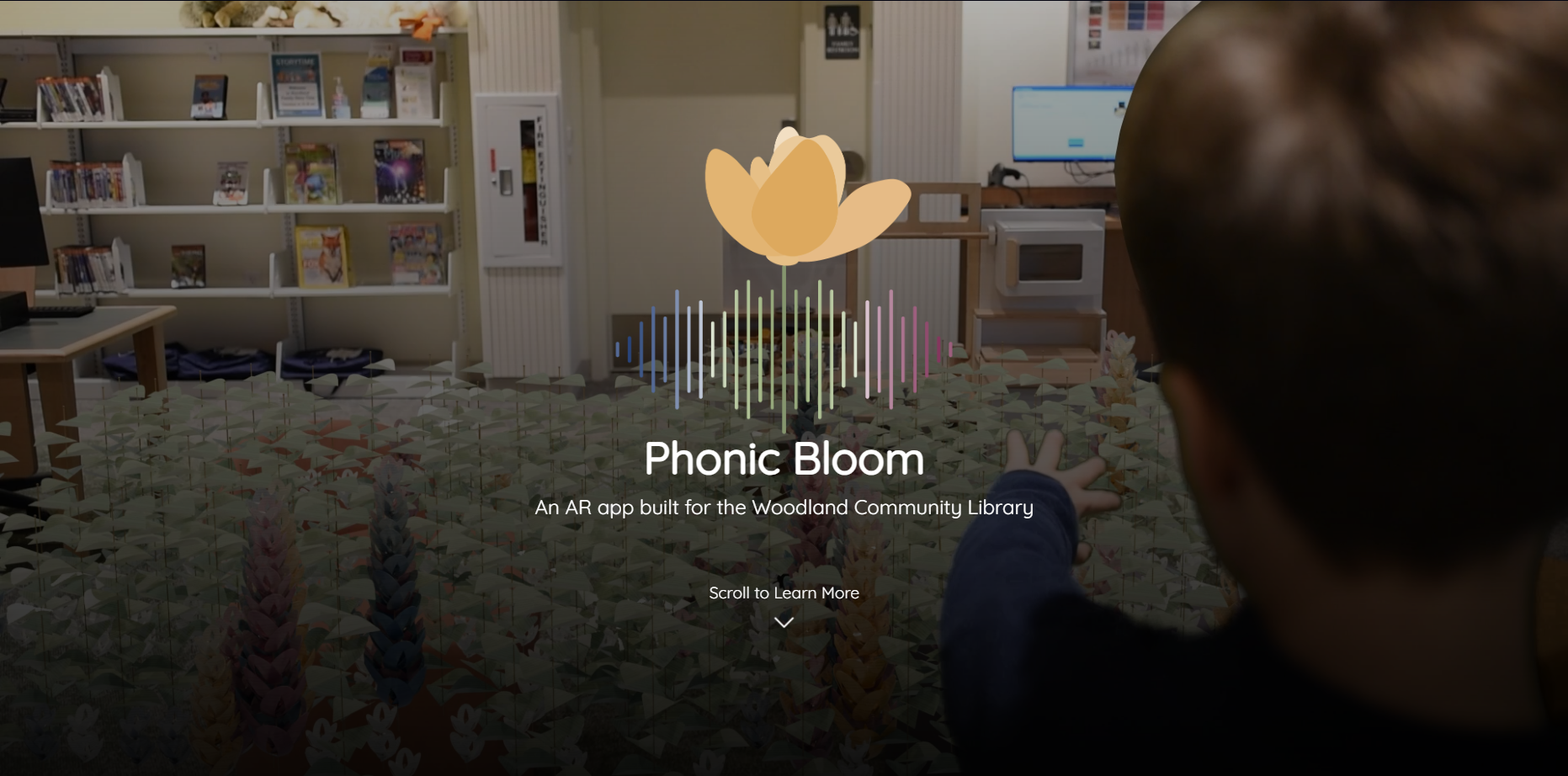 Phonic Bloom website landing page design with introduction to the installation